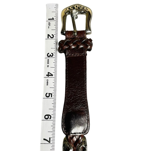 Vintage Capezio Brown Braided Western Gothic Leather Belt w/Silver Accents main image 8
